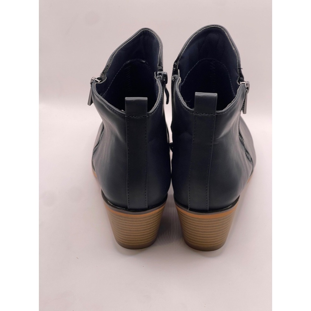 Journee Collection Rebel Navy Blue Ankle Boots Block Heel Side Zip Womens 12 - Picture 5 of 7